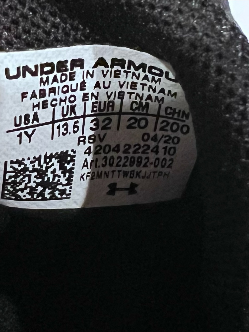 Under Armour Black Kids Athletic Sneakers with Hook-and-Loop Strap - Picture 4 of 4